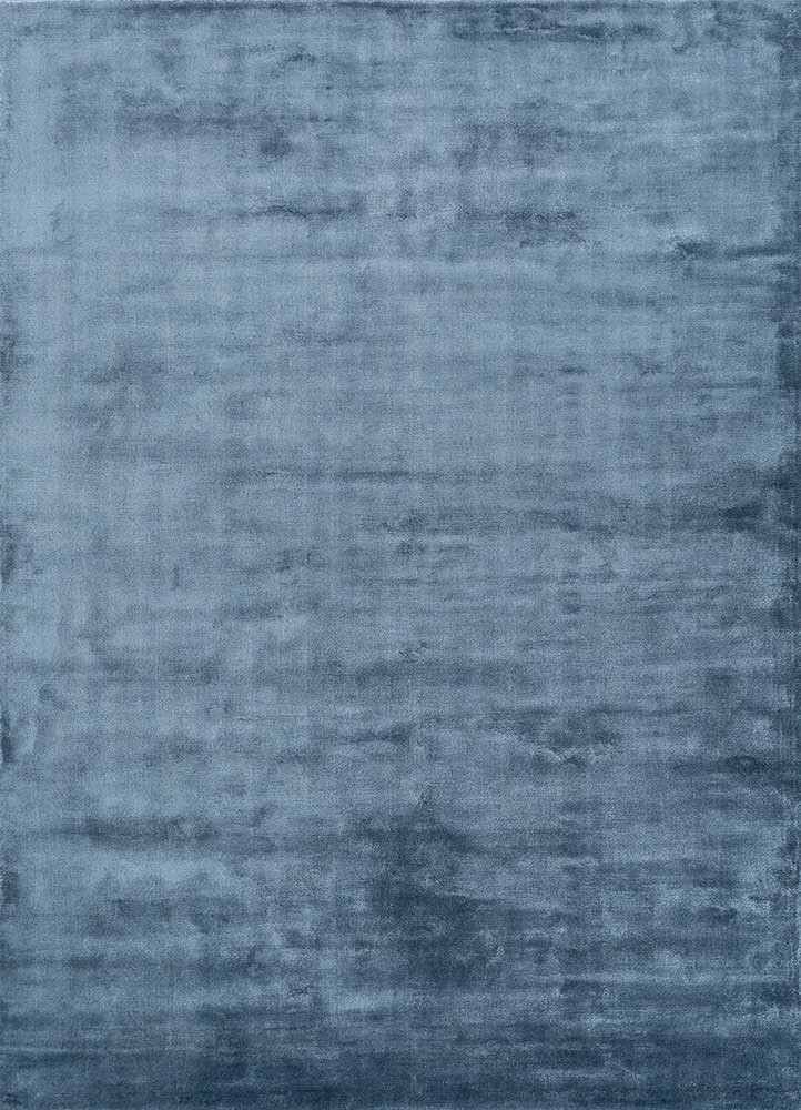 Handmade Luxury Hand Loom Viscose Rug Color Aegean Blue Design Area Carpet Rug