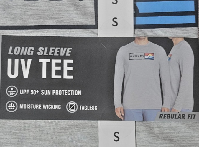 Shirt Long Sleeve Light Grey Sunny Side Stretch UV T Men's Size S By Hurley