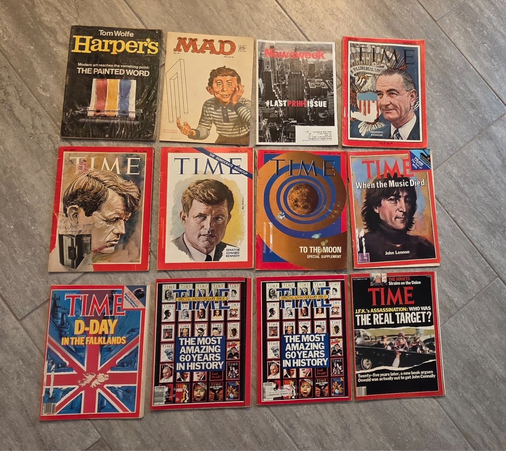 9 TIME Magazines+3 Others 12 Issues 1960s-1980s Vintage Advertising-100% Charity