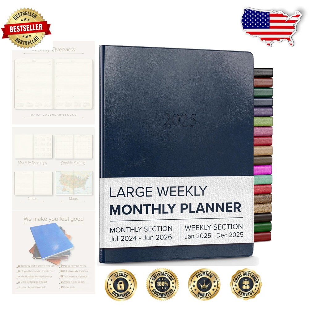 Acadia Navy Planner 2025 - Gold-Gilded Edges, 192 Pages of Luxury Organization-image