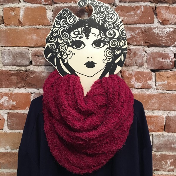 INC Red Chenille Textured Loop Infinity Scarf Soft Fashion O/S New