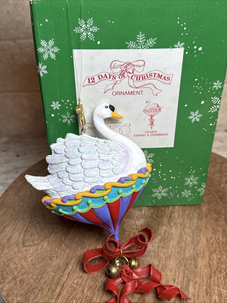 Dept 56 Ornament SEVEN SWANS A-SWIMMING 12 Days of Christmas Hand Painted in Box