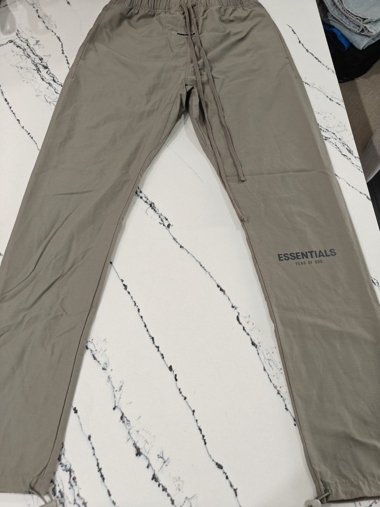 Fear of God ESSENTIALS Men’s S Nylon Track Pants Khaki Dark FOG Joggers