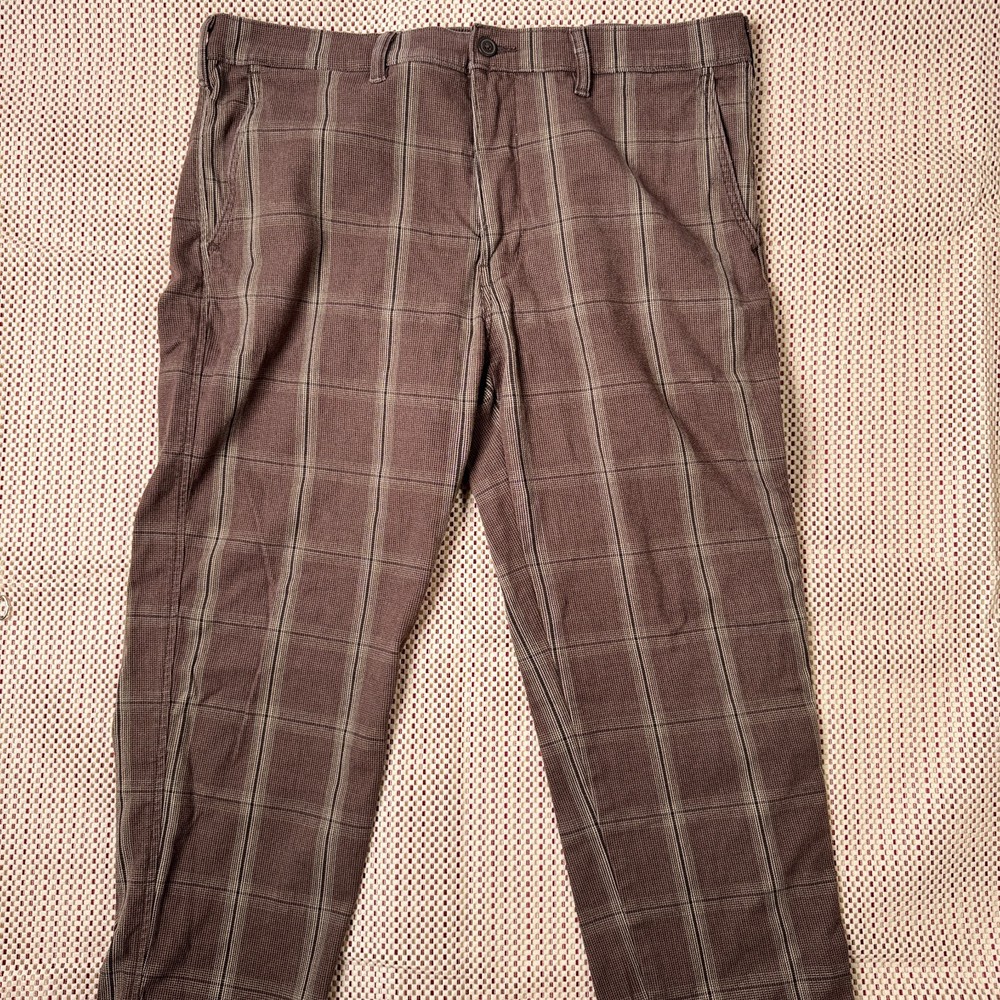 Levi’s XX Chino Standard Taper Pants 38x34 Men Brown Plaid Check Casual