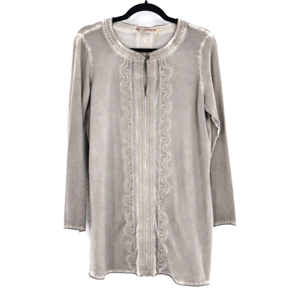Soft Surroundings Tunic Top Womens M Gray Lagenlook Boho Hippie Casual Relaxed