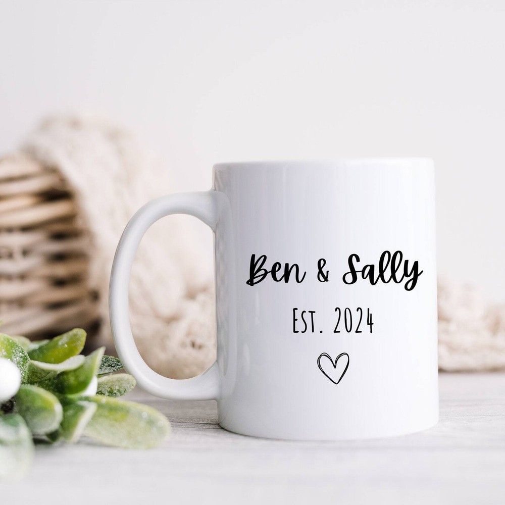 Personalized Name And Heart Coffee Mug Perfect For Weddings Engagement Mug Anniv