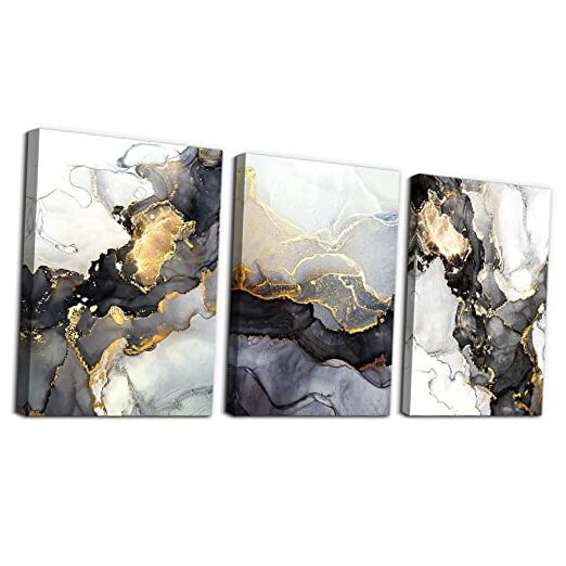 Abstract Ink Canvas Wall Art 3-Piece Set 20x28 Inches-image
