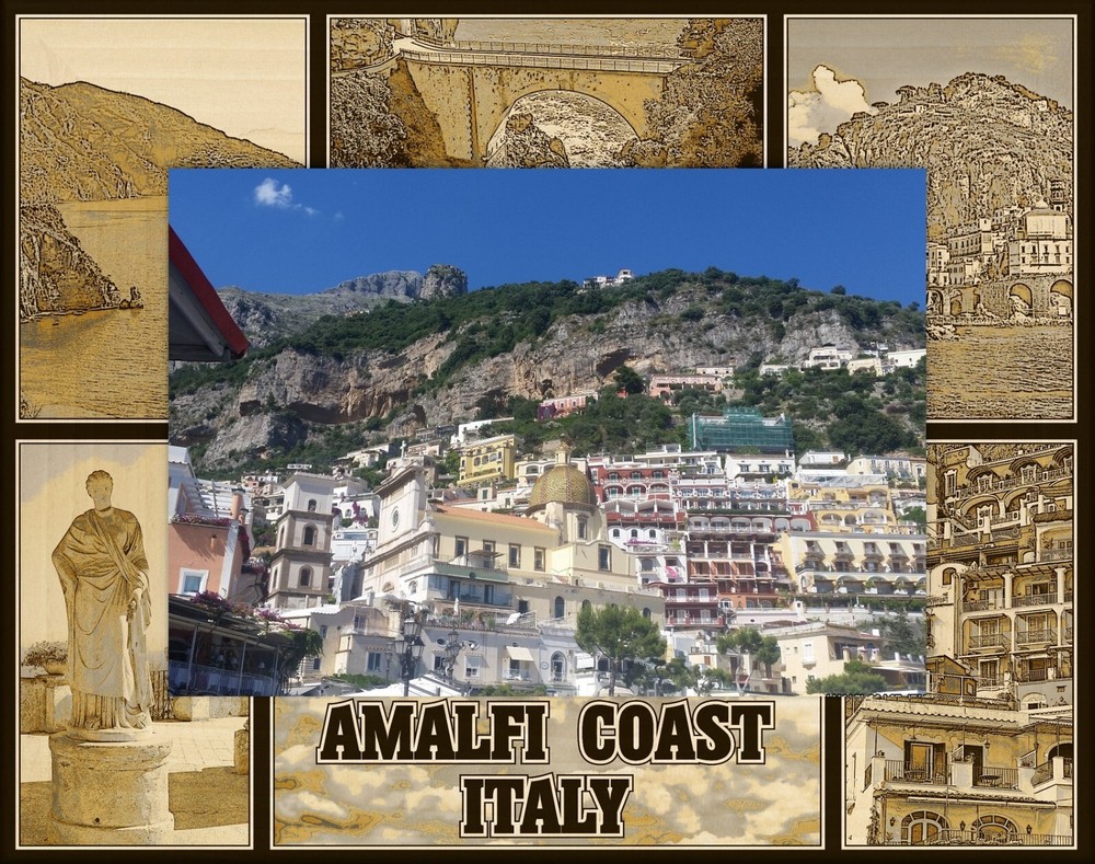 Amalfi Coast Italy Laser Engraved Wood Picture Frame Landscape (4 x 6)
