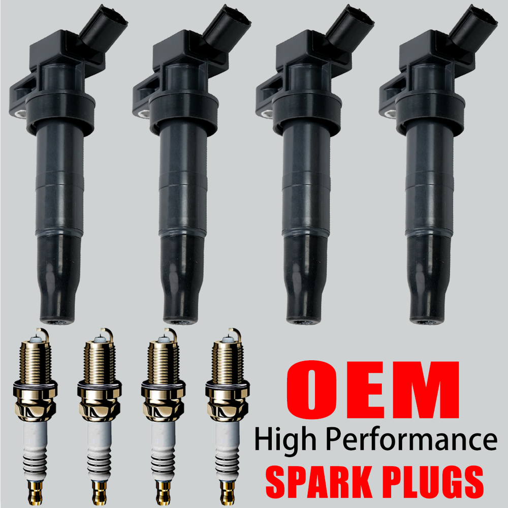 4X OEM Ignition Coils & 4X Iridium Spark Plug For Hyundai Kia 2.0L 2.4L L4 UF611