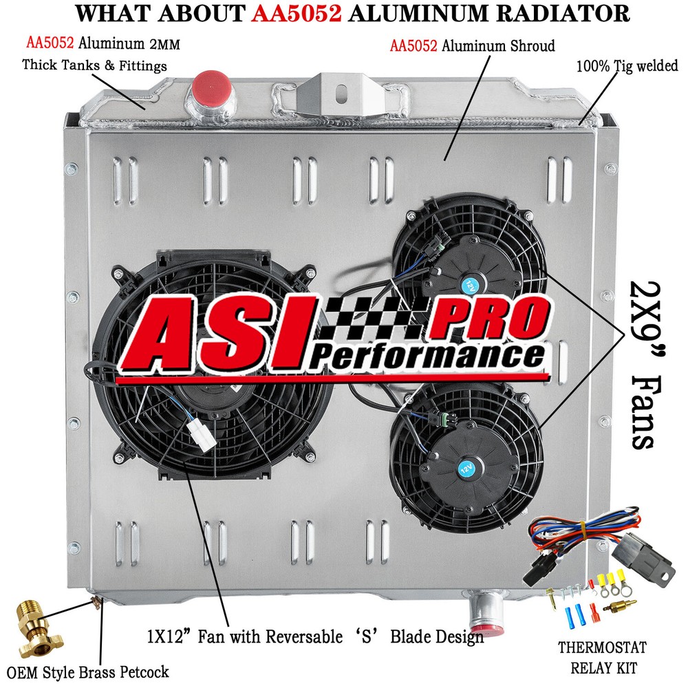 4-Row Radiator+Shroud Fan for 02-04 Hummer H1/92-01 AM General Hummer 6.5L V8