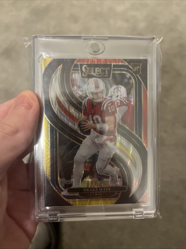 2024 Panini Select - Premier Level Drake Maye #113 Red & Yellow Shock Prizm (RC)