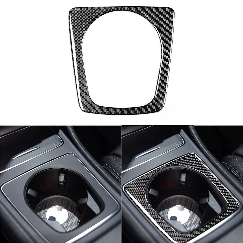Real Carbon FIber Center Console Cup Holder Frame For CLA GLA C117 X156 2014-19