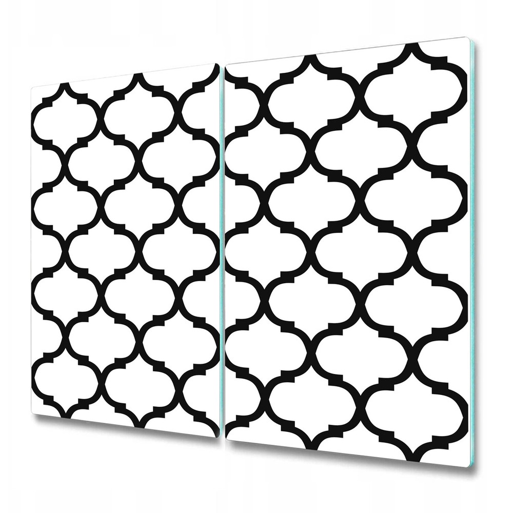 Glass Worktop Saver Kitchen Moroccan art Black and white minimalist 2x30x52