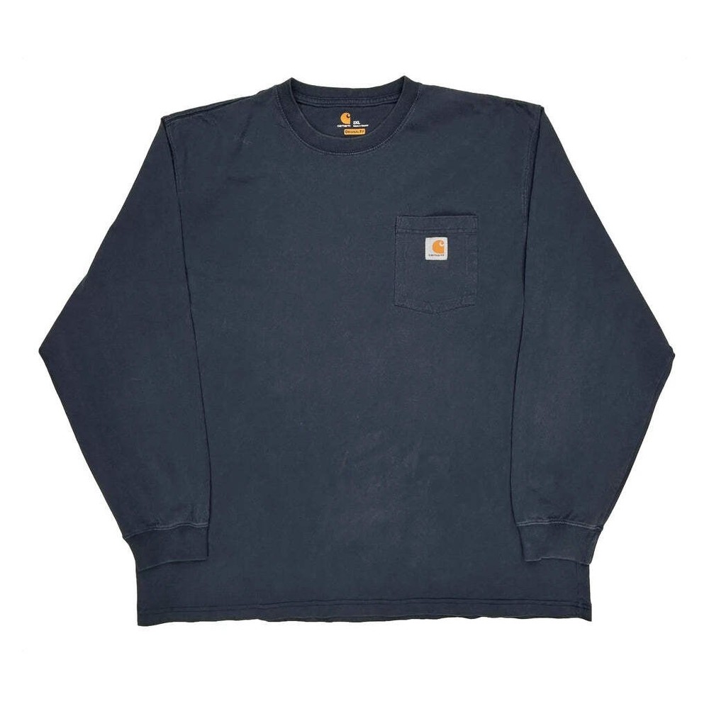 Carhartt Long Sleeve T-Shirt - 2XL Blue Cotton