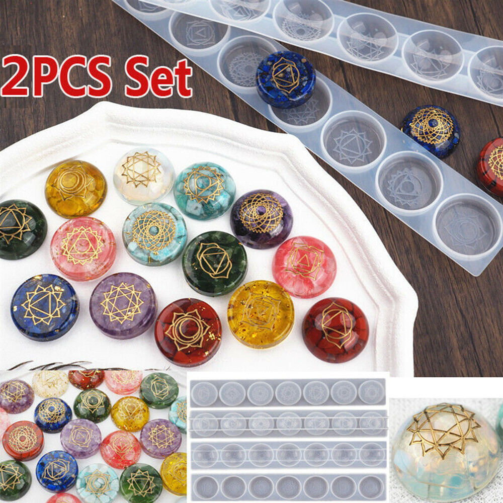 7 Chakra Stone Set Mold Resin Crystal Engraved Mould Symbols Jewelry Making