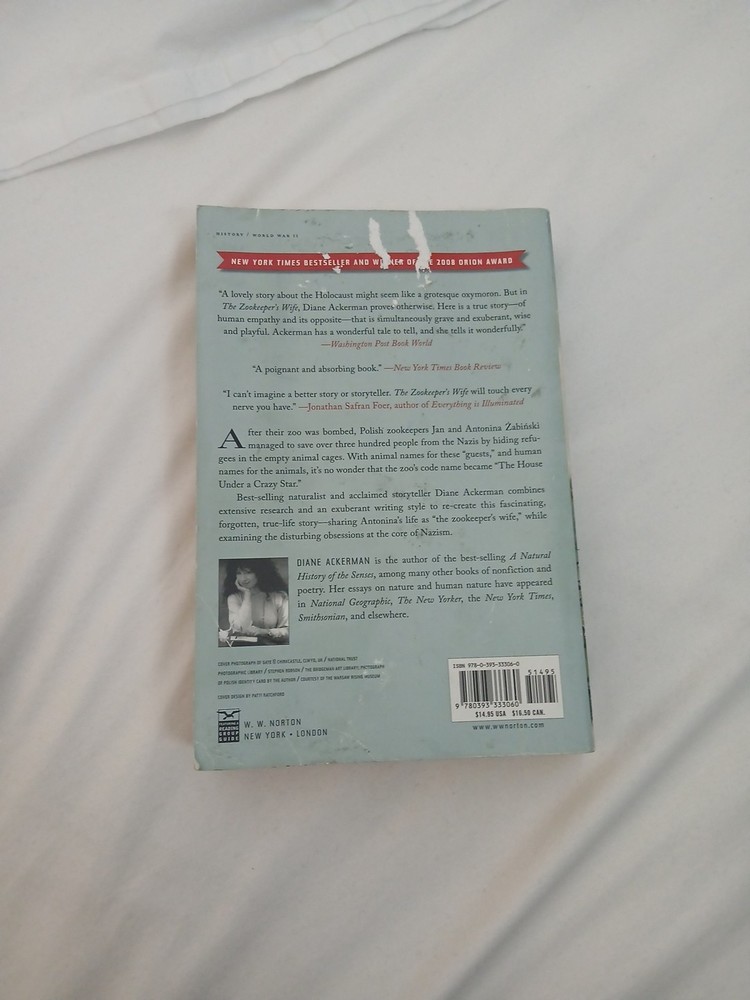 Zookeeper's Wife : A War Story by Diane Ackerman (2008, Trade Paperback)