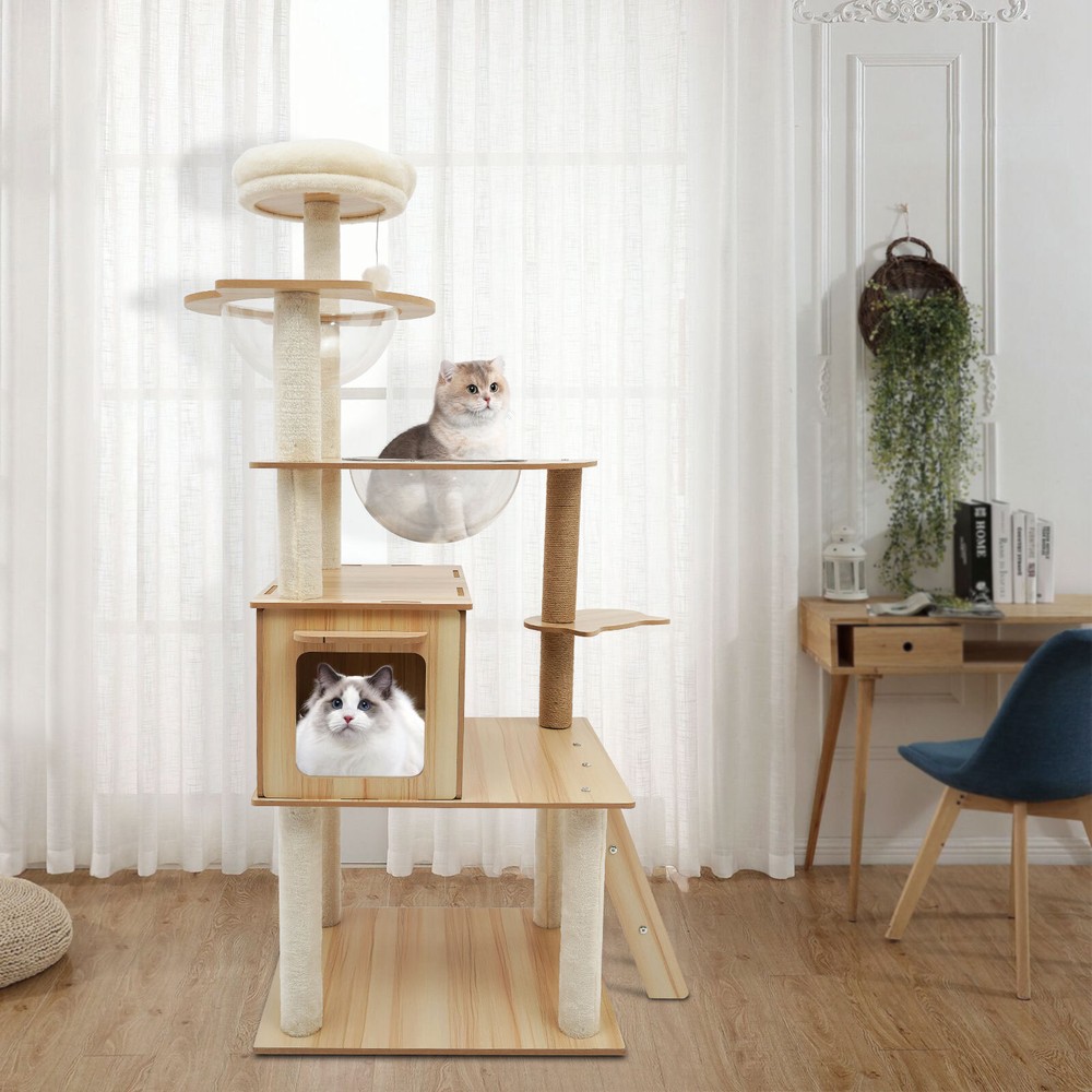 5-Tier Cat Tree Tower with Scratching Posts, Condo, and Bed for Large Cats