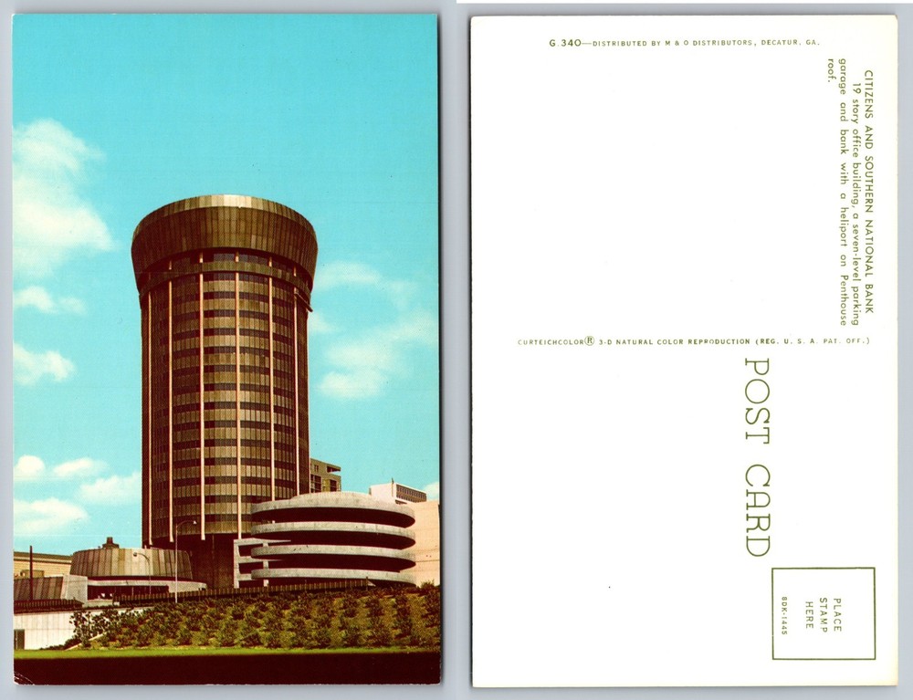 Civic Center Citizens And Southern National Bank Postcard