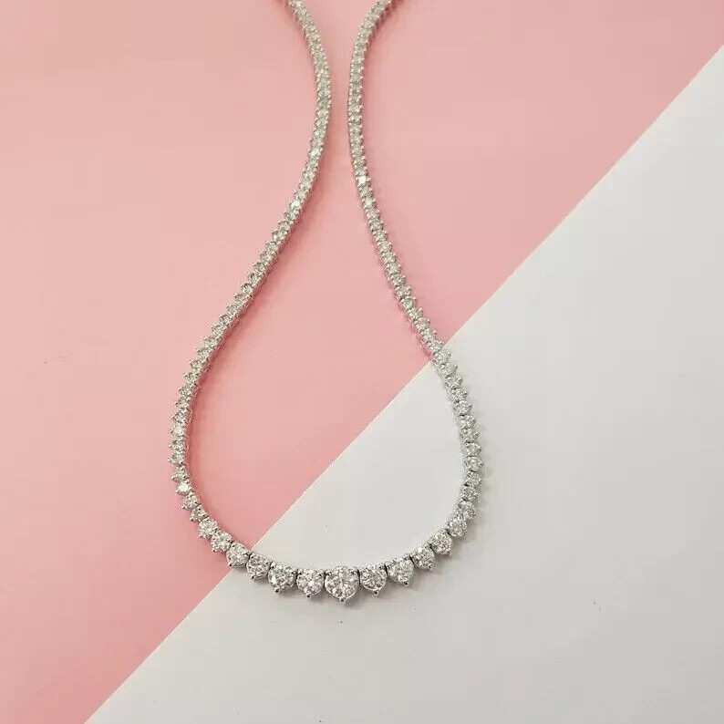 14k Gold Over Graduation Lab Created Diamond Tennis Necklace 17