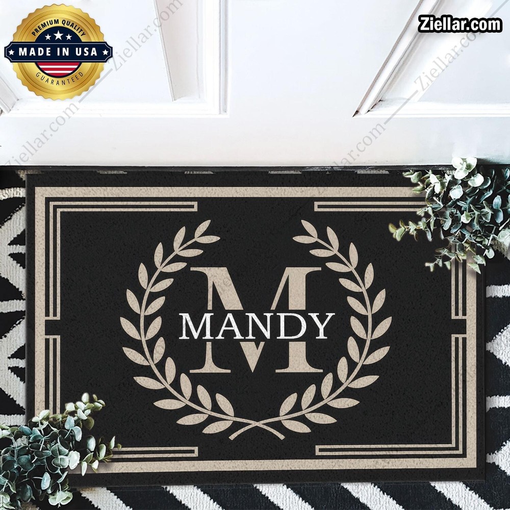 Custom Monogram Doormat with Family Name - Elegant Entryway Decor