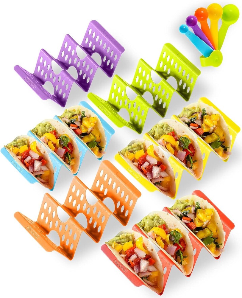 Premium Large Taco Holder Stand Colorful Holders Set Of 6 Or 4 For 3 Tacos Soft