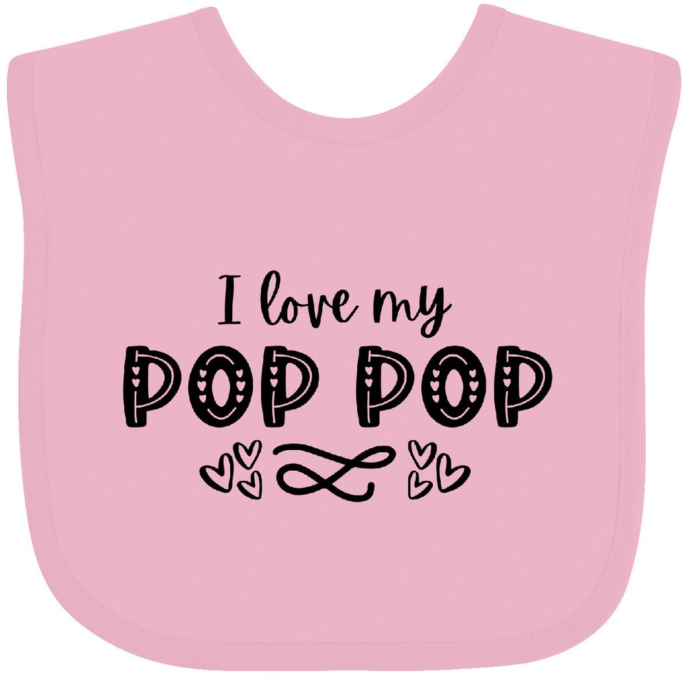 Inktastic I Love My Pop Pop With Hearts Baby Bib Fathers Day Kids Grandpa Infant