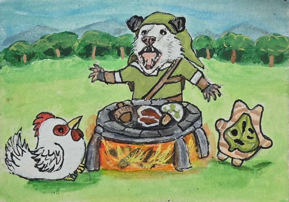 ACEO Original Possum Link Zelda Korok Cucco Dubious Food Nintendo