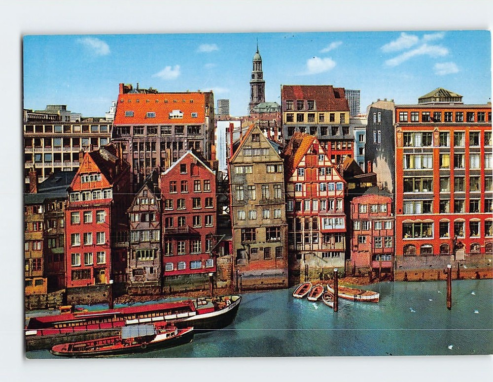 Postcard The ancient houses Romantisches Hamburg Germany