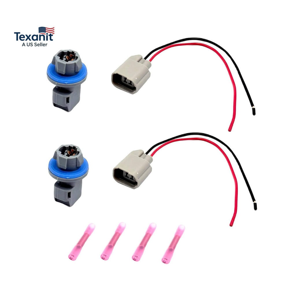 2 Sets License Plate Light Socket Connector with Pigtail Wiring Harness Compatib