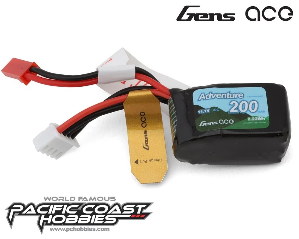 Gens Ace 3S 30C Adventure LiPo Battery Pack (11.1V/200mAh) w/JST Connector-image