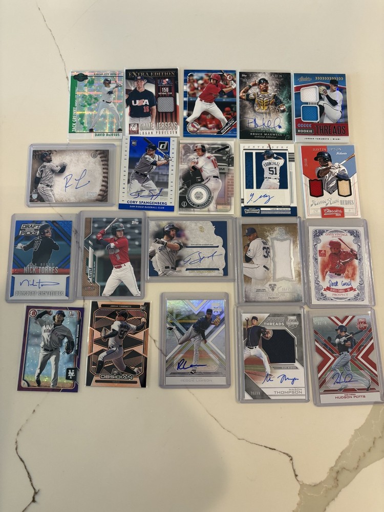 MLB Lot 20 Cards All Autos, Numbered, Patches, Rookies, Relics