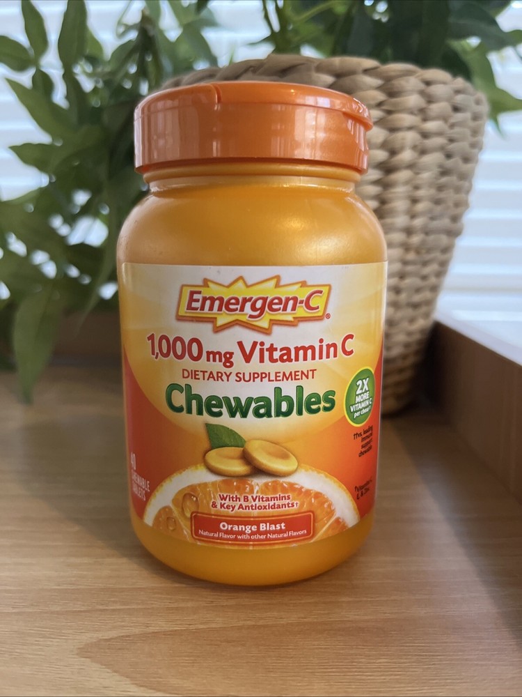 Emergen C 1000mg Vitamin C 40 Chewable Tablets Orange Blast Exp 1/26