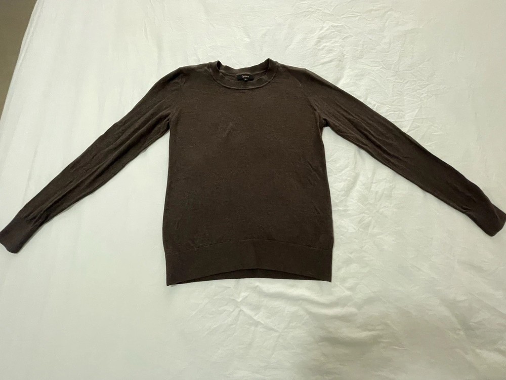 Quince Lightweight Cotton Cashmere Crew Sweater Mocha Heather, Small