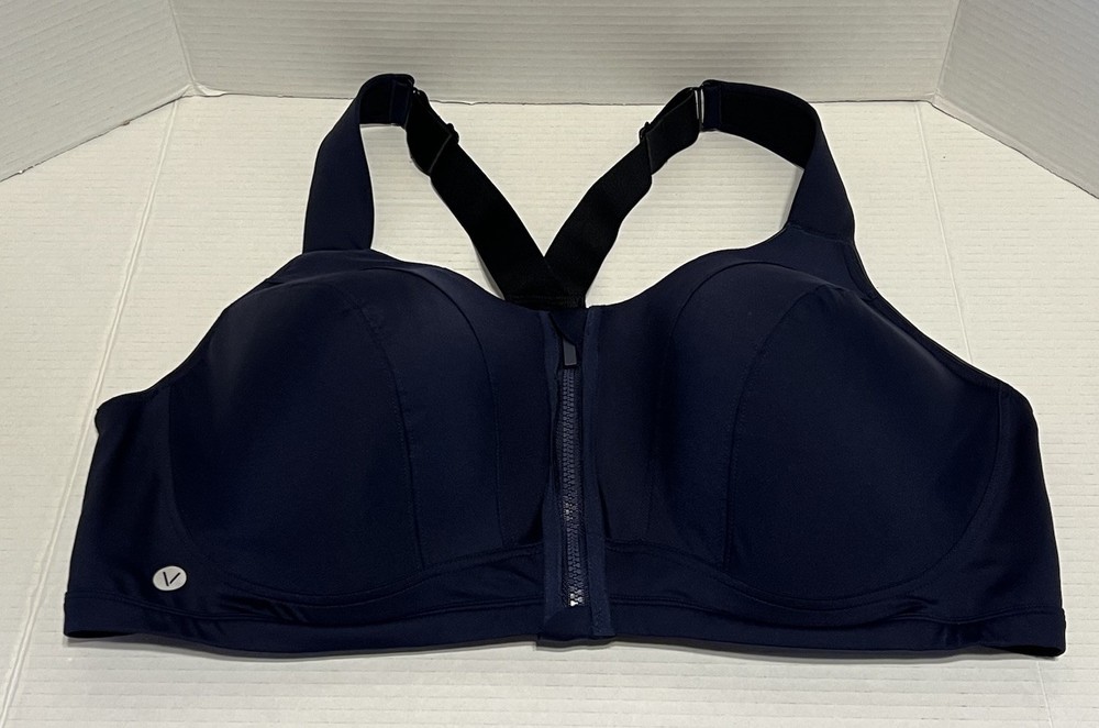 LIVI For Lane Bryant Sports Bra Zip-Front Underwire Max Support Blue 46DDD