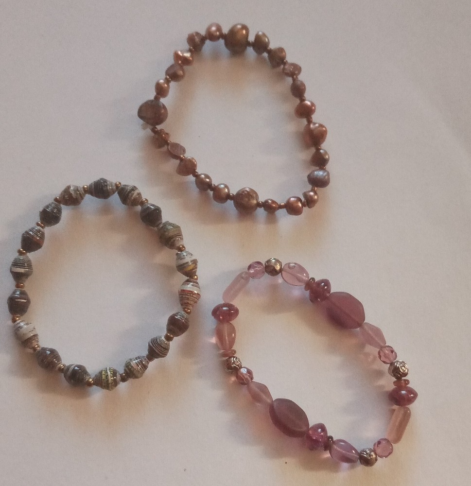 Women's Shell Beads Bracelets Set 3 Stretch Band  8