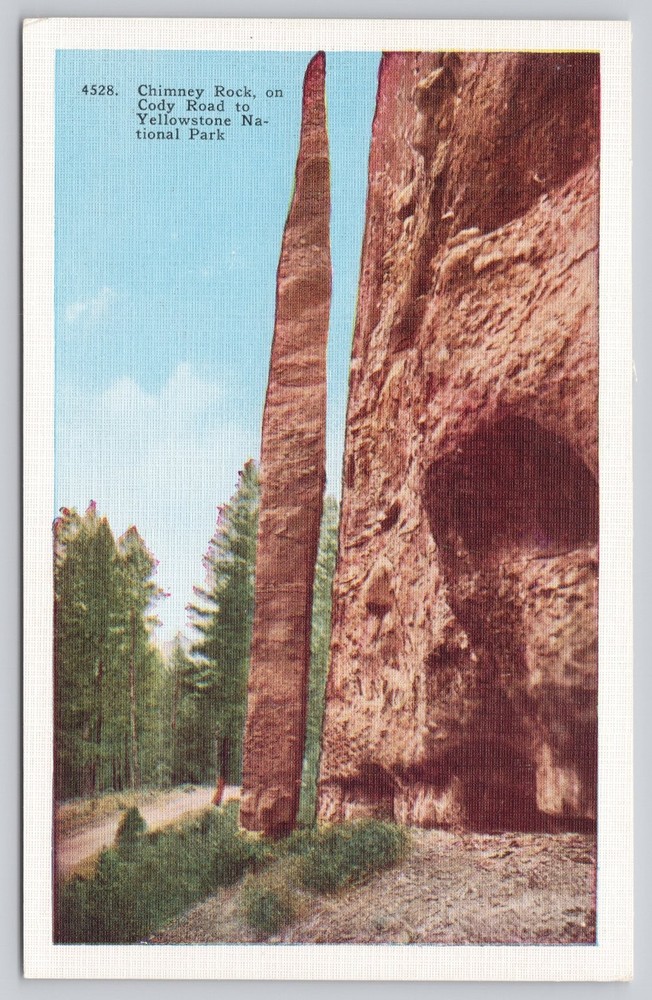 Chimney Rock Cody Road Yellowstone National Park WY Postcard HITCO