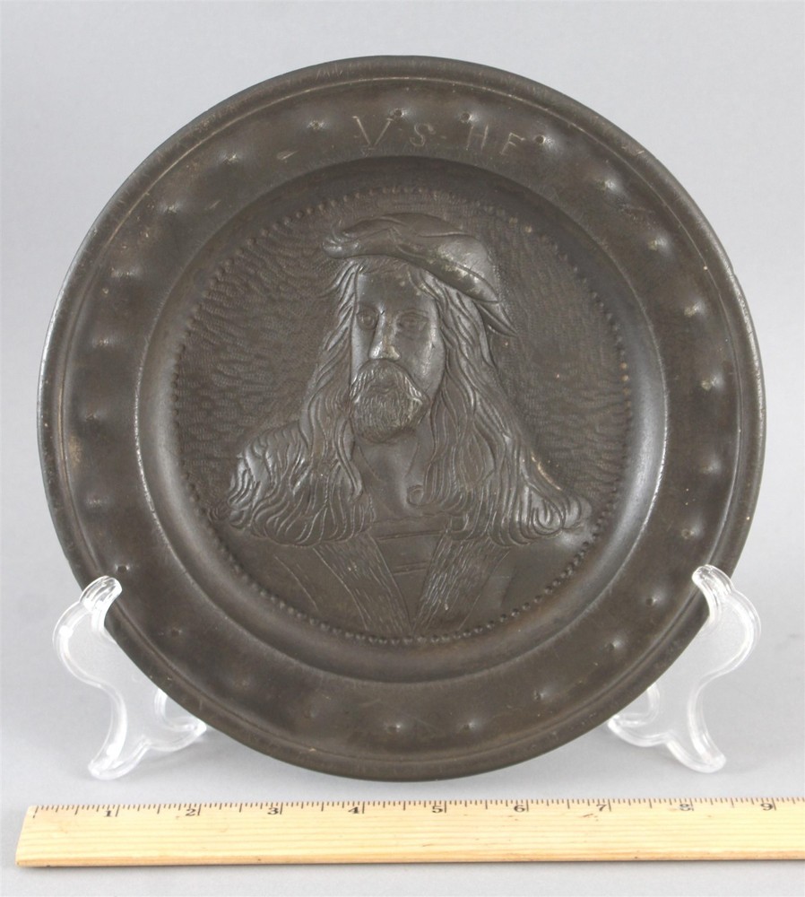 Early Antique 18thC German Pewter, Albrecht Durer, Handmade Portrait Plate, NROriginal Condition …… NO RESERVE