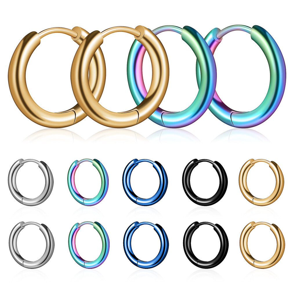 5 Pairs Earrings Circle Hoop Daily Wear Men and Women Student