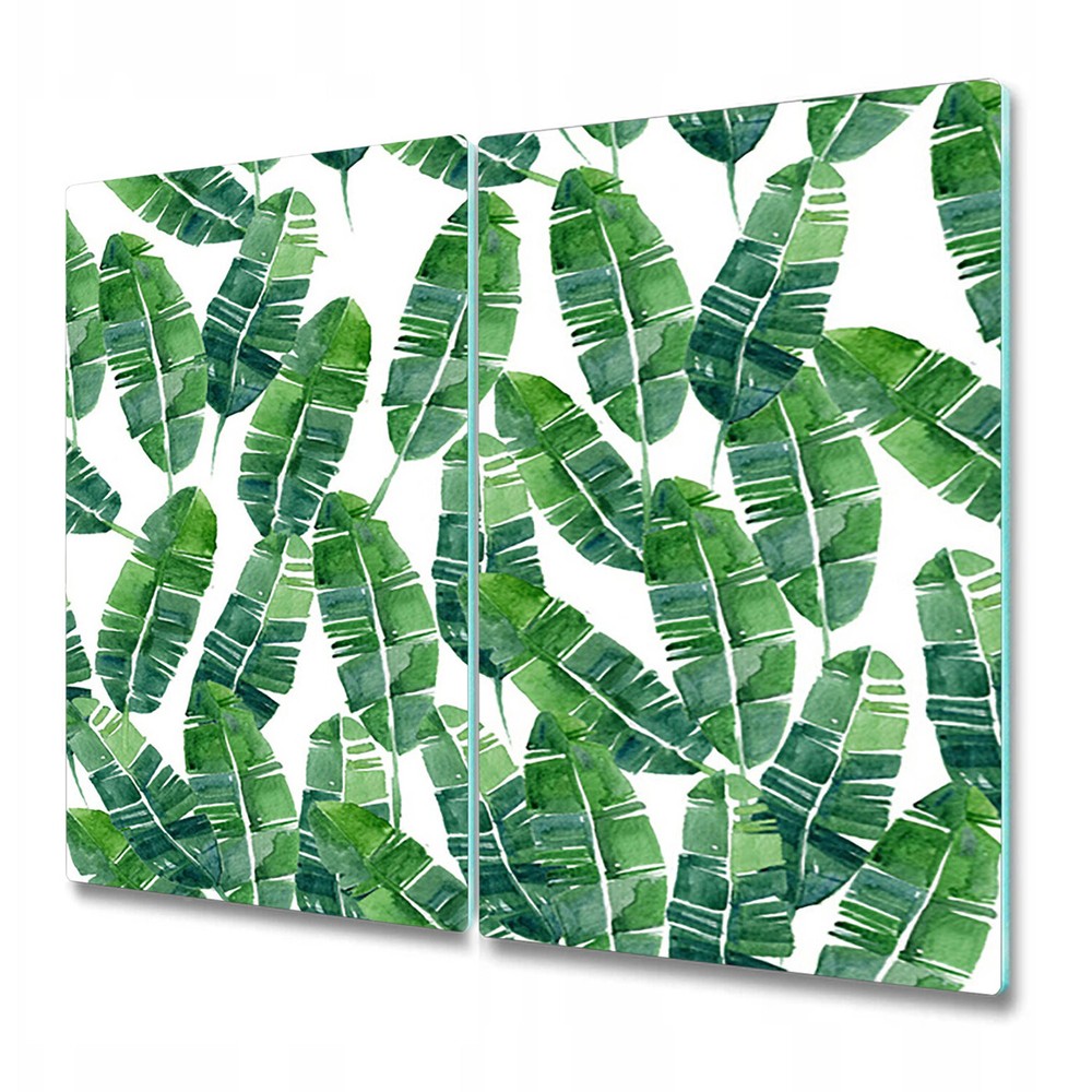 Glass Chopping Board Worktop Saver Green exotic leaves Tropical 2x30x52
