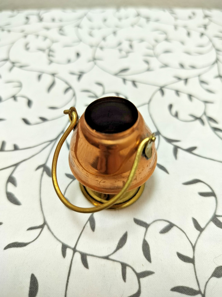 Vintage Miniature Copper Brass Pot Bucket Swing Handle Made In Japan