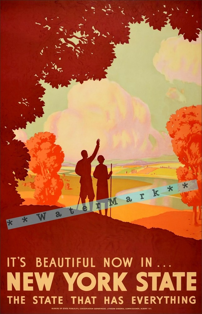 Vintage 1935 WPA Retro New York State Travel Poster Print  