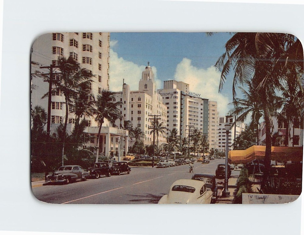 Postcard Luxurious Hotels Along Collins Avenue Miami Beach Florida