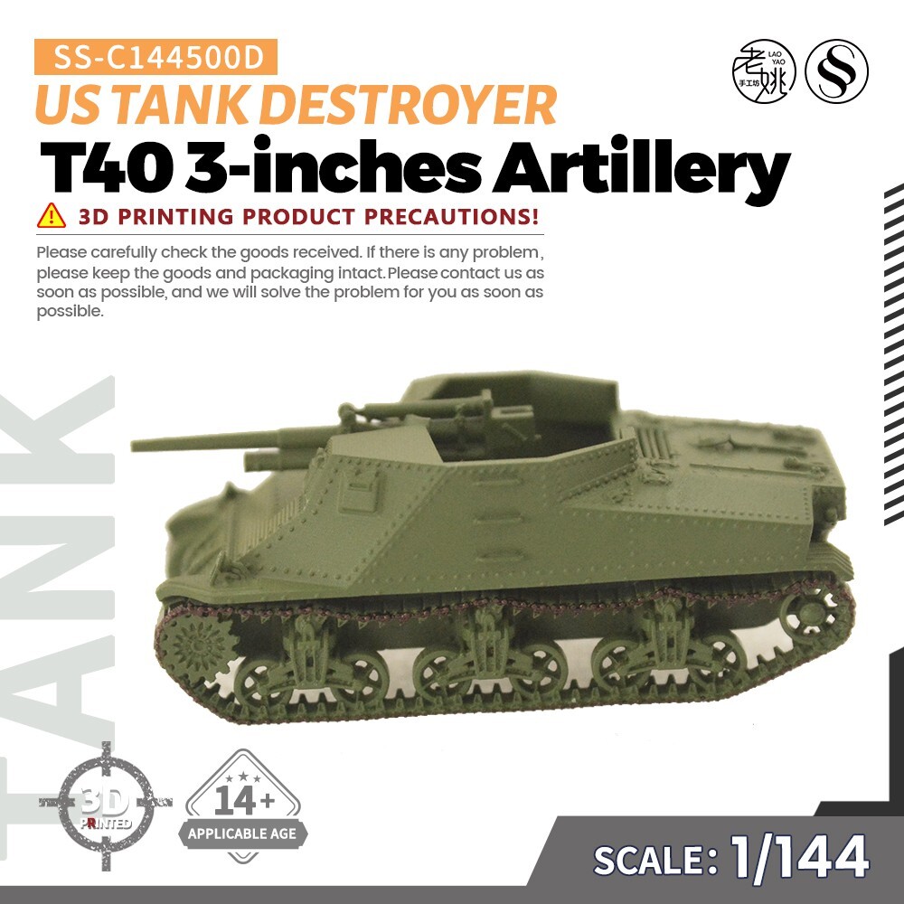 1/144 Painted Military Model Kit US T40 3-inches Artillery Tank Destroyer