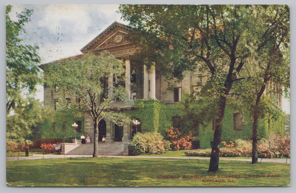 State View~Chicago Academy of Sciences Lincoln Park Chicago IL~Vintage Postcard-image
