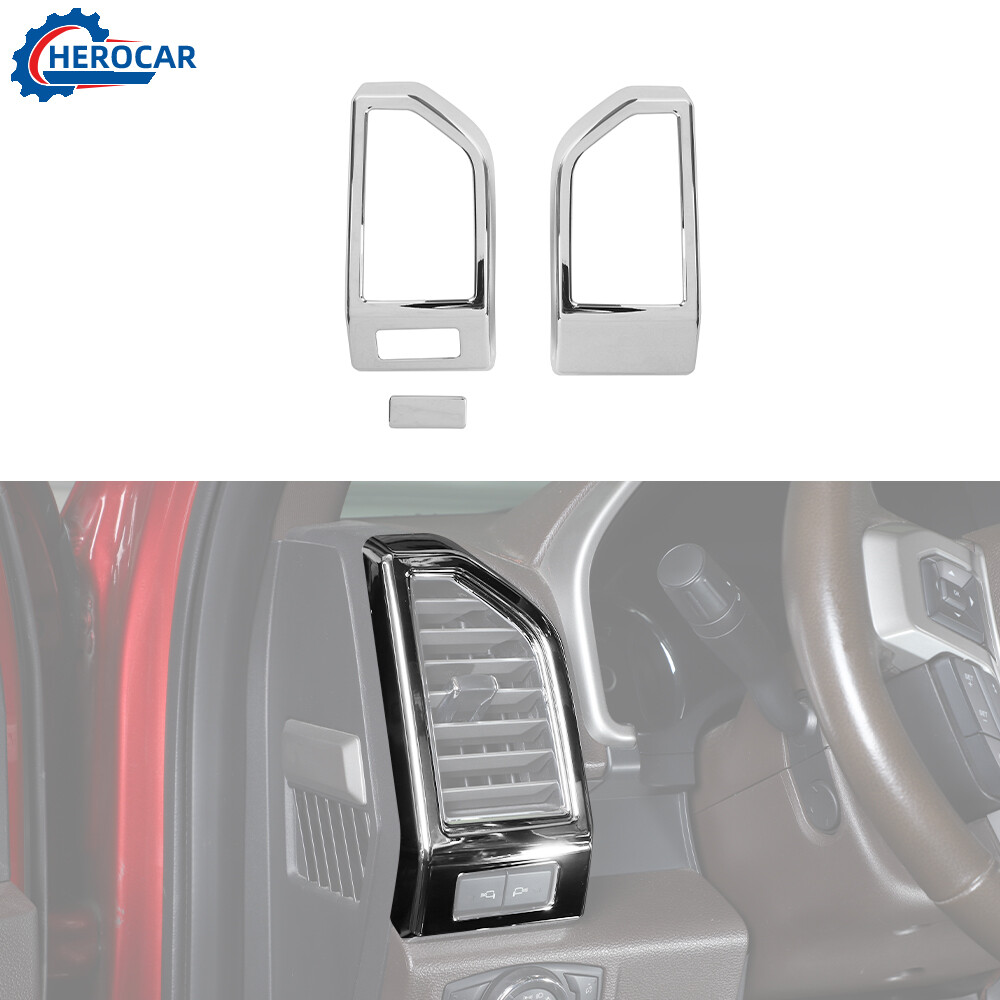 2X Chrome Dashboard Covers Side Air Vent Outlet Trim for 2015-20 Ford F150 F-150