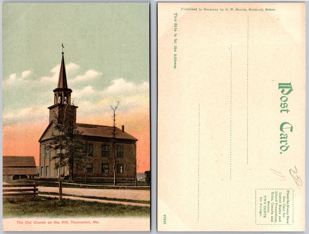 Old Church On The Hill Thomaston Maine Postcard