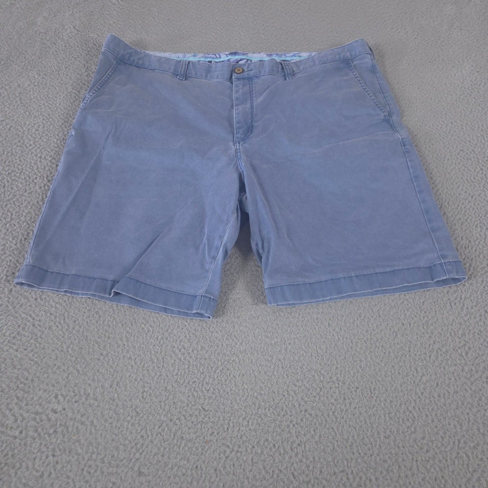 Tommy Bahama Shorts Mens 44 Blue Boracay Cotton Tencel Stretch Flat Front Chino