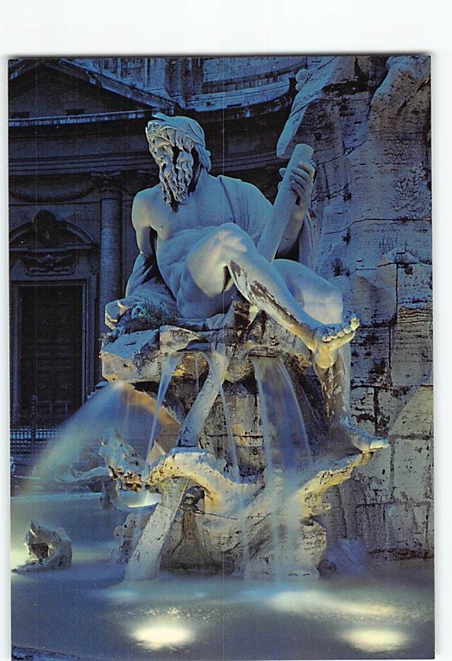 Postcard Fountain of Bernini Piazza Navona Rome Italy