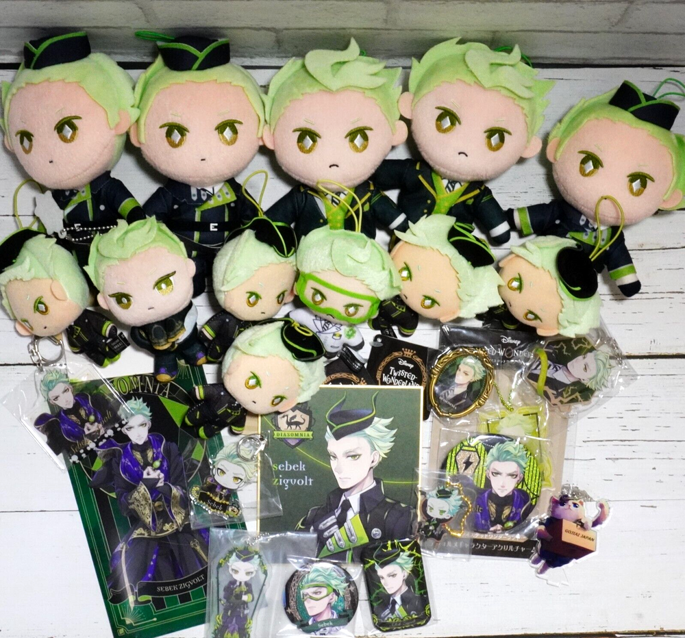 Twisted Wonderland Sebek Zigvolt Plush clear file Badge keychain Diasomnia Set