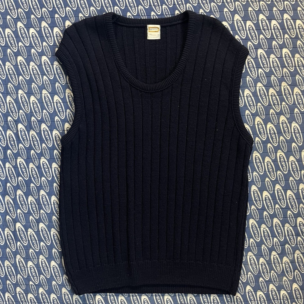 Vintage 60s Drummond Sweater Vest Mens XL Navy Blue Cable Knit Acrylic Ribbed